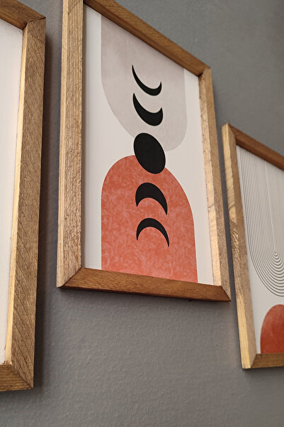 Tooall Bohemian and Moon Phases Painting Set, 3 Piece Painting with Wooden Frame