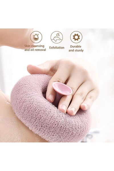 LucidRuya Round Suction Cup Body Skin Cleansing Sponge Exfoliating Effective Hangable Pouch Washcloth