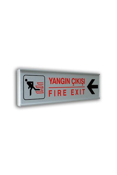 Bul-Sat Panel Aluminum Plate Left Fire Exit Written Symbol Sheet 7X25 Cm.