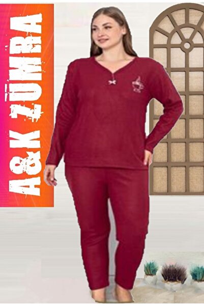 A&K ZÜMRA Women's Winter Model Mother Pajama Set Claret Red