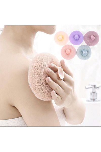 LucidRuya Round Suction Cup Body Skin Cleansing Sponge Exfoliating Effective Hangable Pouch Washcloth