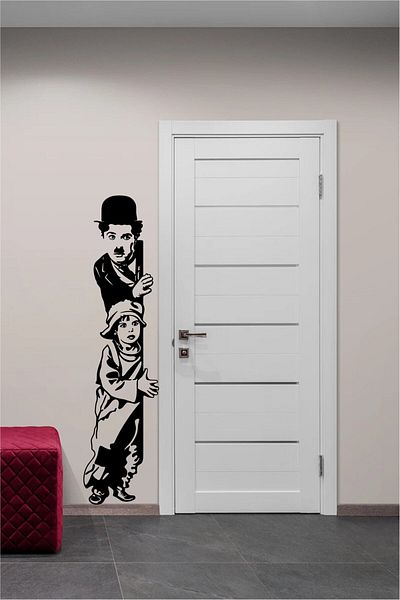 efekt reklam Tapet Decorativ Charlie Chapline Negru Bucătărie-Sufragerie Ușă Balcon Autocolant Adeziv