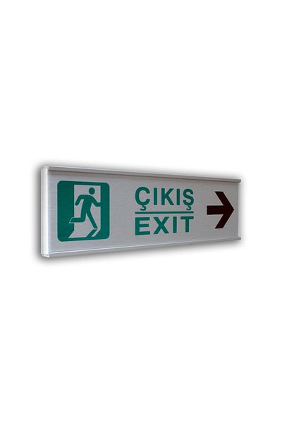 Bul-Sat Panel Aluminum Plate Right Exit Written Symbol Sheet 7X25 Cm.