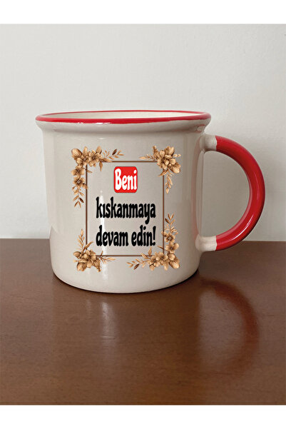 lili hediyelik Keep Jealous of Me Red Mouth Mug - Ceramic Tea, Coffee Gift Cup