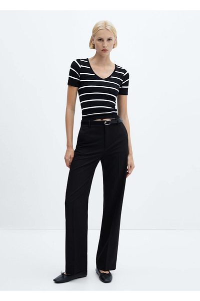 MANGO Woman Tricou fără cusături în dungi