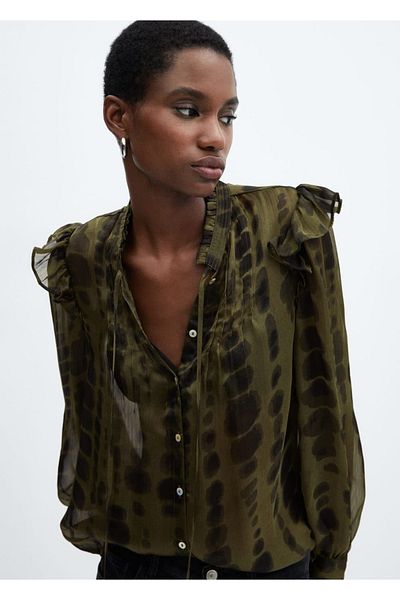 MANGO Woman Satin Patterned Blouse