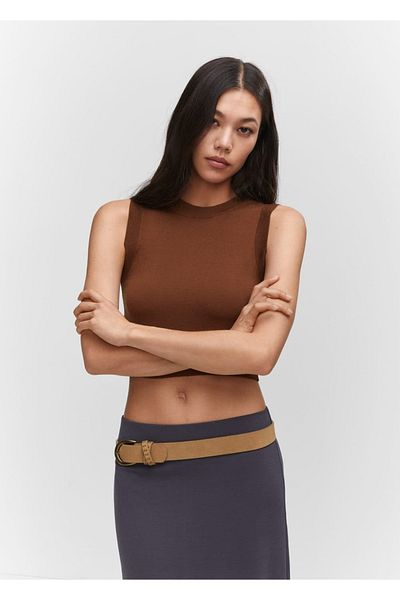 MANGO Woman Μπλούζα crop με γιακά halter