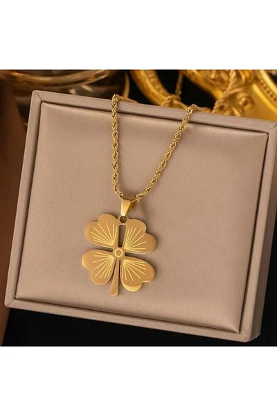 ALTUNTAŞ Steel Clover NECKLACE 60CM
