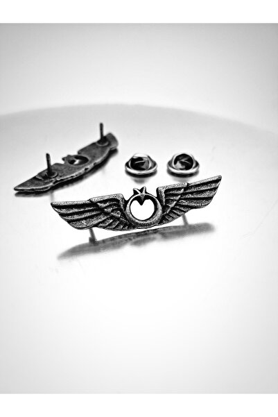 YÖRÜK TASARIM Hava Kuvvetleri Tek Köprülü Pilot Bröve Gümüş Oksit