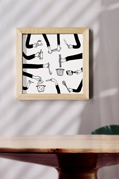 Tooall Hands Cooking, Table with Wooden Frame to Use for Kitchen, Kitchen