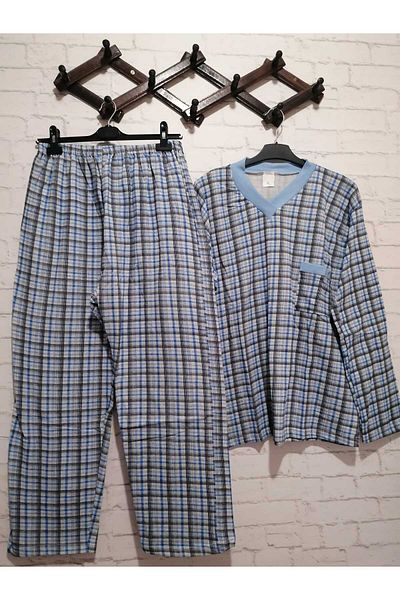 anne moda ankara 100% bumbac brut, fără lycra, Iarnă - primăvară, cu mâneci lungi, set pijama tatălui