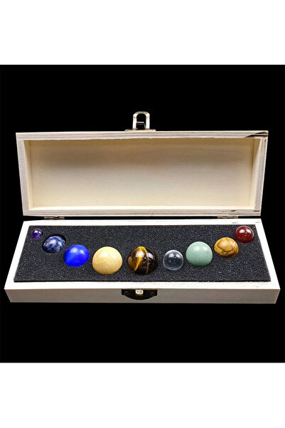 NehirTaş Sertifikalı Doğal Kristal Güneş Sistemi Gezegen Kutulu Küre Doğal Taş Seti