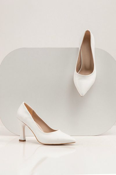 SVMSHOES White Women's Thin Goblet Heeled Shoes/Elegant Flashy White Women's Heeled Shoes