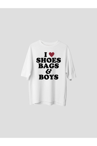 odinstreetart I Love Shoes Bags & Boys Tricou oversize unisex