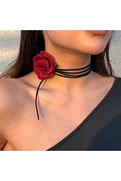 MutluBiDünya Vintage Gül Choker Kolye