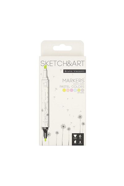 Bruno Visconti Sketch&art Double Sided Marker Pen 6 Colors-pastel