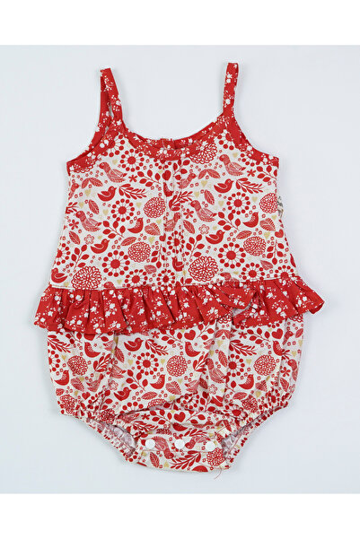 Baby Minty KUŞ DESENLİ ASKILI FIRFIRLI ROMPER