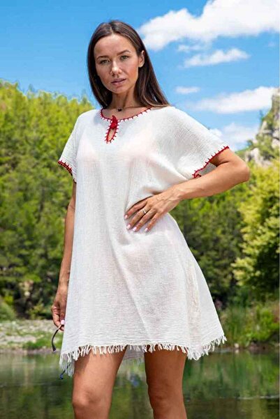 My-o Αυθεντικό Λεπτό Φόρεμα Μουσελίνας με Φούντες 100% Βαμβάκι