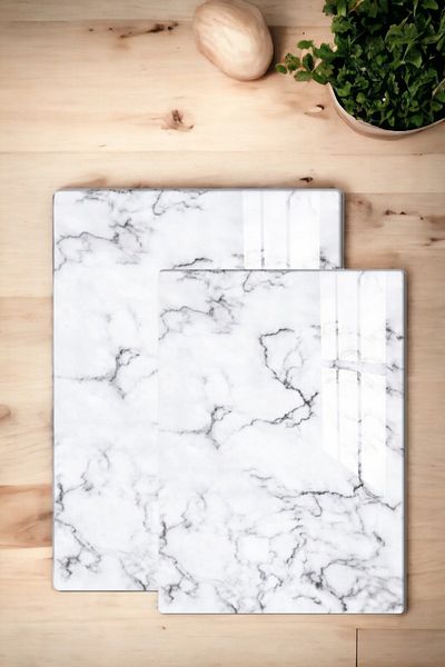 Comprox Tempered 2-Piece 25x35 and 20x30 Glass Cutting Board - Aesthetic, Durable and Multifunctional