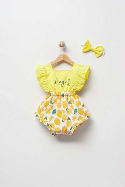 Jikko Baby Baby Girl Fruit Patterned Bandana Romper Jumpsuit