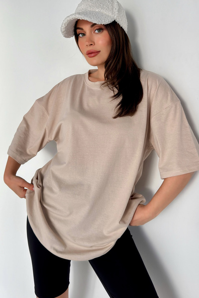 MODAGEN Μπλουζάκι Unisex Μονόχρωμο Μπεζ Oversize