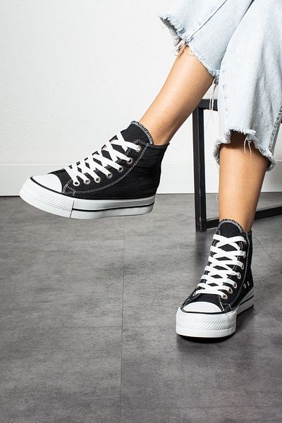 Trendpink In negru [Talpă înaltă (4 cm)] Tenis casual lung unisex