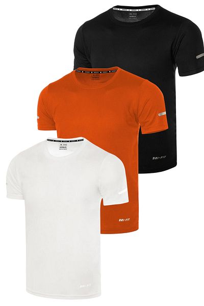 GENIUS STORE 3 Pack Men's Moisture Absorbing Quick Dry Athletic Technical Performance Sports T-shirt DRIFIT-KISAKOL3