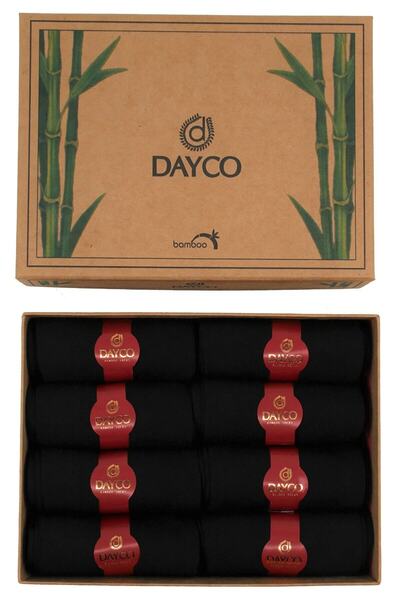 DAYCO Prémiové letní pánské bambusové ponožky sada 8 kusů černé s krabičkou Kraft