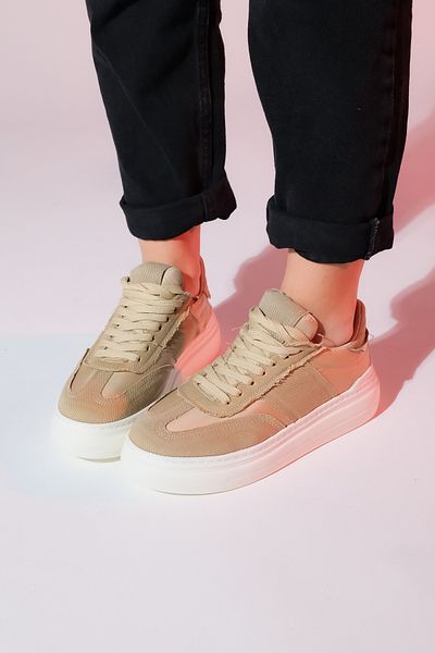 LuviShoes JOSE Beige Denim Damen Sport Sneakers