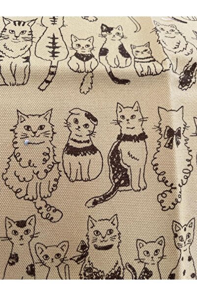 Tam Seramik Kedi Desenli Japon Kırkyama Kumaş