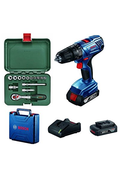Bosch Gsb 180 li Darbeli Şarjlı Matkap Vidalama Çift Akülü ve 14 Parça Bosch ...