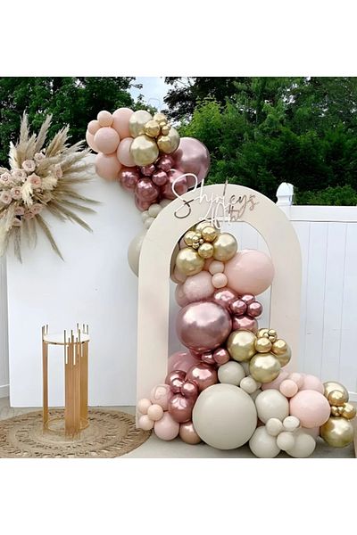 Çemrek Süs Parti Powder Pink Gold Rosegold Balloon Chain Set of 100