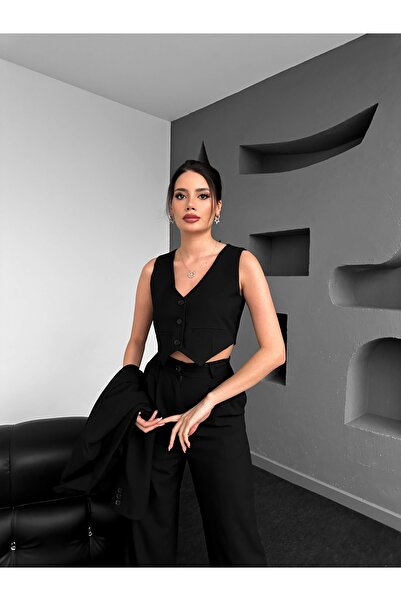 ESRAHELVACI Black Vest Triple Suit