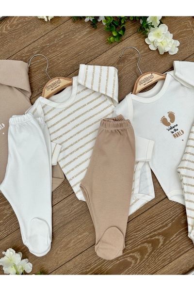 PATSAN 6'lı Bebek Alt Üst Takım Seti (3 Çıtçıtlı Body 3 Patikli Alt) Çizgili