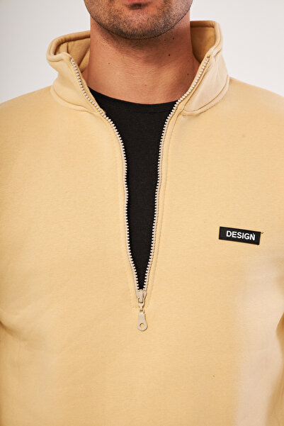 GHASSY CO. Ανδρικό φούτερ με μισό φερμουάρ Ghassy Co. με ελαστικό φλις μέσα στη μέση και μανίκι