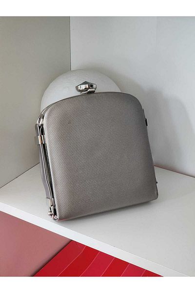 Moom Bag Geantă pentru rochie de seară cu mâner tricotat platină pentru femei
