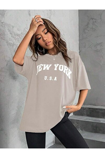 MYDARKSTYLE Women's USA New York Printed Oversize T-shirt