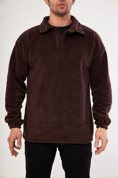GHASSY CO. Ghassy Co. Men's Oversize Adjustable Waist Elastic Shirt Collar Fleece Sweatshirt