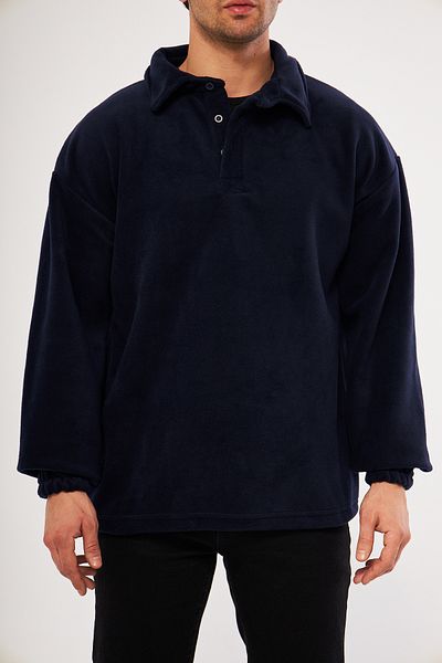 GHASSY CO. Ghassy Co. Men's Oversize Adjustable Waist Elastic Shirt Collar Fleece Sweatshirt