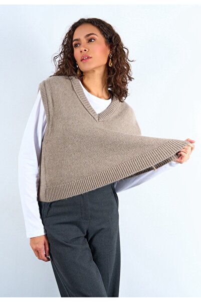 CADDELAMODA Дамски пуловер с V-образно деколте