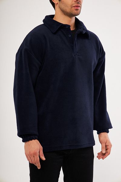 GHASSY CO. Ghassy Co. Men's Oversize Adjustable Waist Elastic Shirt Collar Fleece Sweatshirt