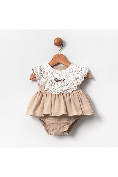 COLORED BABY Baby Girl Scallop Collar Romper Jumpsuit