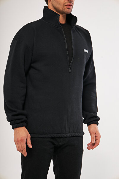 GHASSY CO. Ανδρικό φούτερ με μισό φερμουάρ Ghassy Co. με ελαστικό φλις μέσα στη μέση και μανίκι