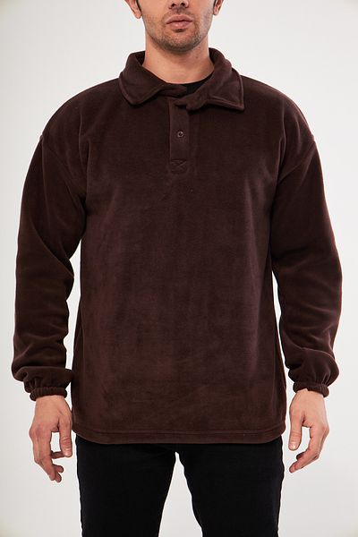 GHASSY CO. Ghassy Co. Men's Oversize Adjustable Waist Elastic Shirt Collar Fleece Sweatshirt