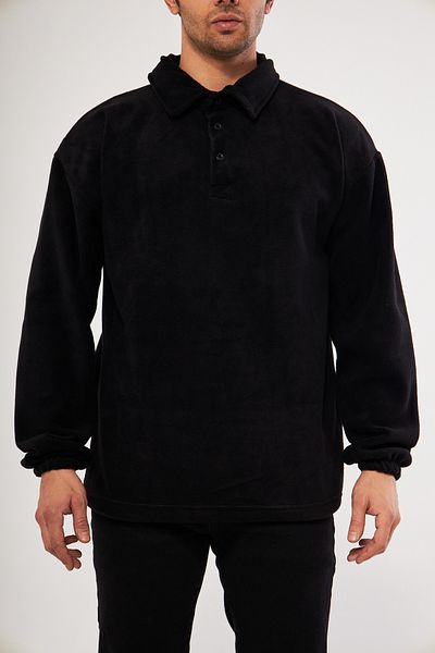 GHASSY CO. Ghassy Co. Men's Oversize Adjustable Waist Elastic Shirt Collar Fleece Sweatshirt