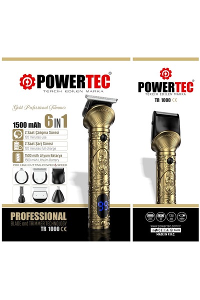 POWERTEC Tr-1000 6 Başlıklı Tıraş Makinesi Vücut Bakım Seti