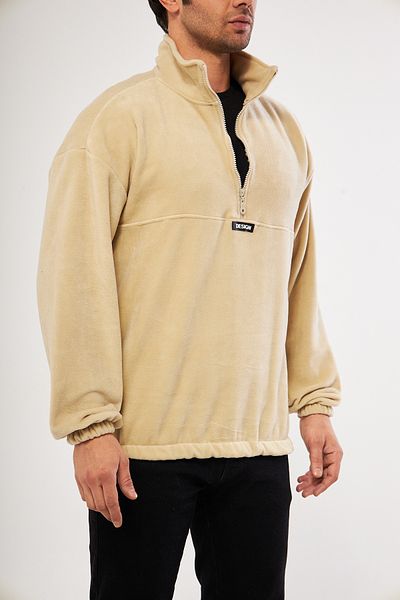 GHASSY CO. Ghassy Co. Men's Oversize Regular Stand Collar Half Zipper Fleece Sweatshirt