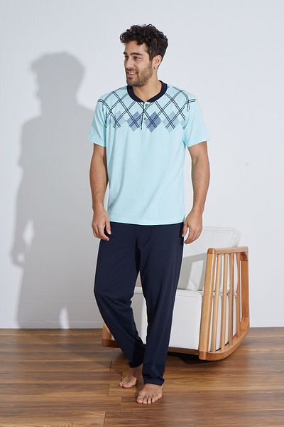 Ayans Pijama Σετ πιτζάμας χτενισμένο βαμβακερό μονό φανελάκι (Καλοκαίρι).
