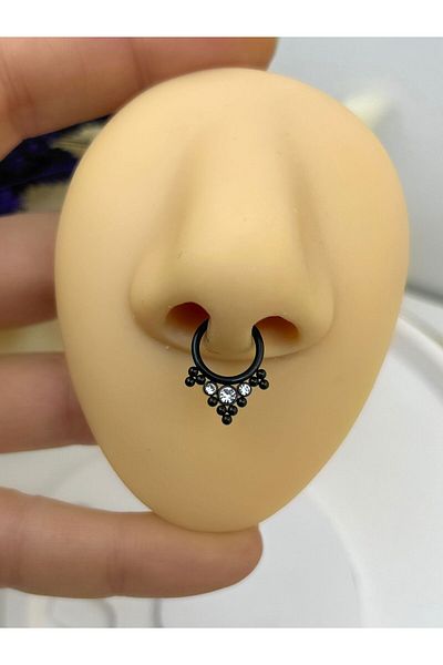 Arescollection CERRAHİ STEEL SEPTUM DAİTH LOBE متوافق مع حلقة حجر الزيركون