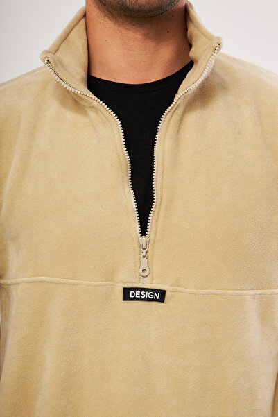 GHASSY CO. Ghassy Co. Ανδρικό φούτερ φλις με μισό φερμουάρ με κανονικό γιακά